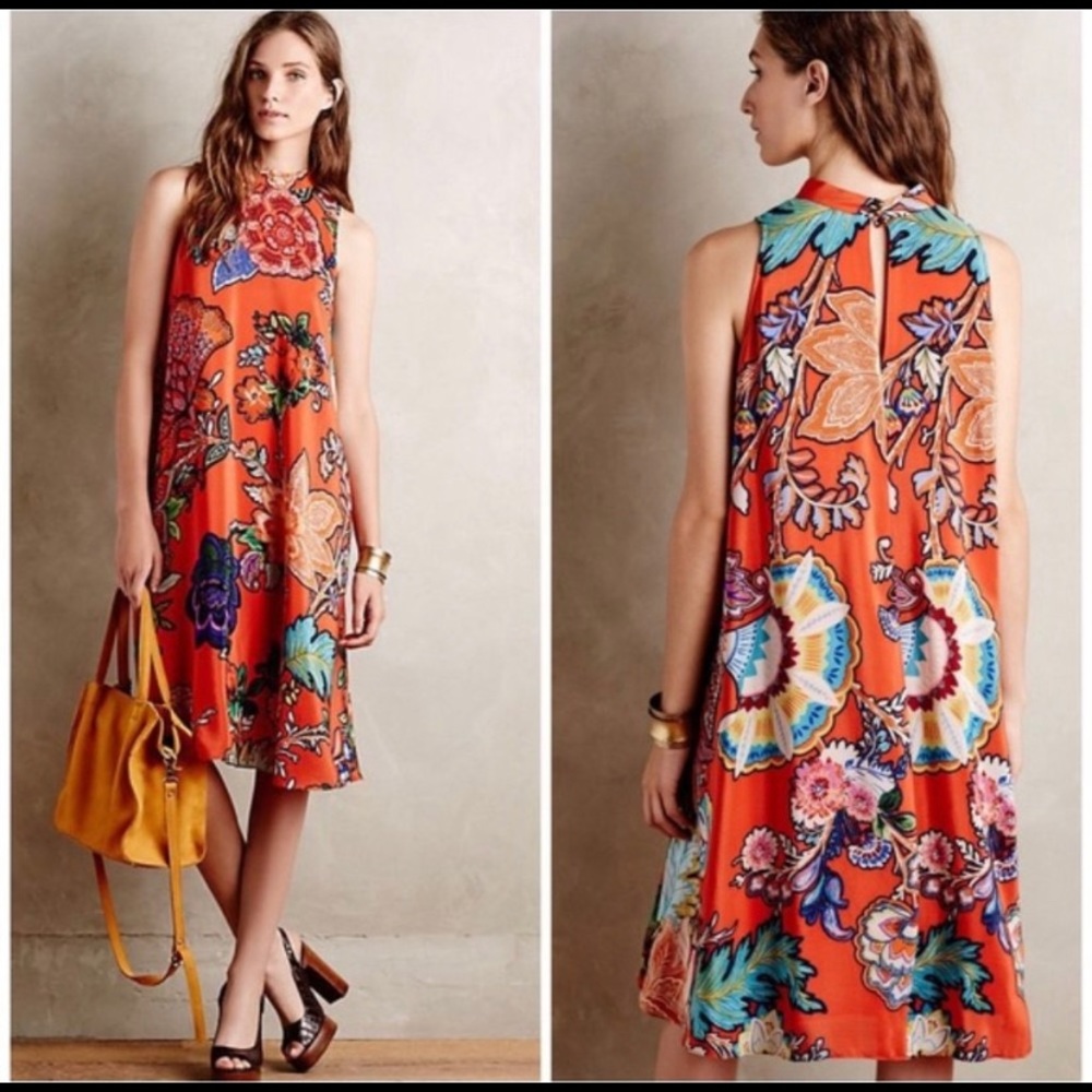 Maeve Larkhill 100% Silk Floral Swing Dress Large
